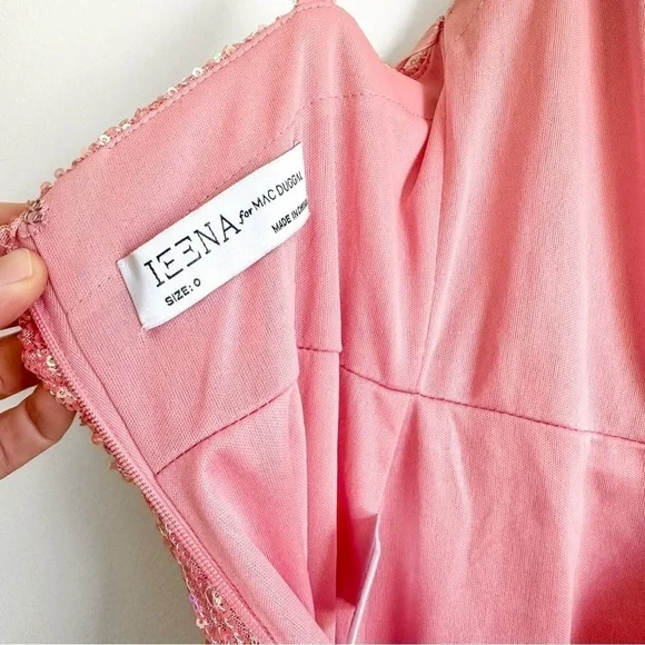 Ieena for Mac Duggal 26945 Barbie Pink Plunging Neckline Sequin Dress sz 0 - Picture 10 of 11